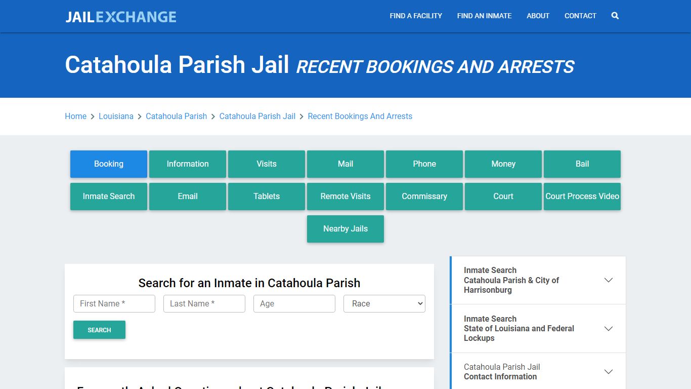 Catahoula Parish Jail Recent Bookings And Arrests - Jail Exchange