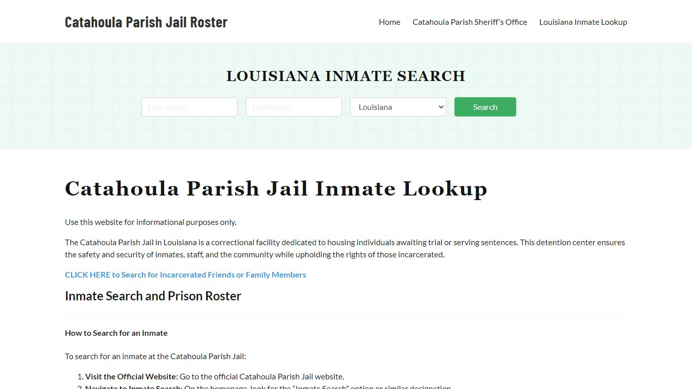 Catahoula Parish Jail Roster Lookup, LA, Inmate Search